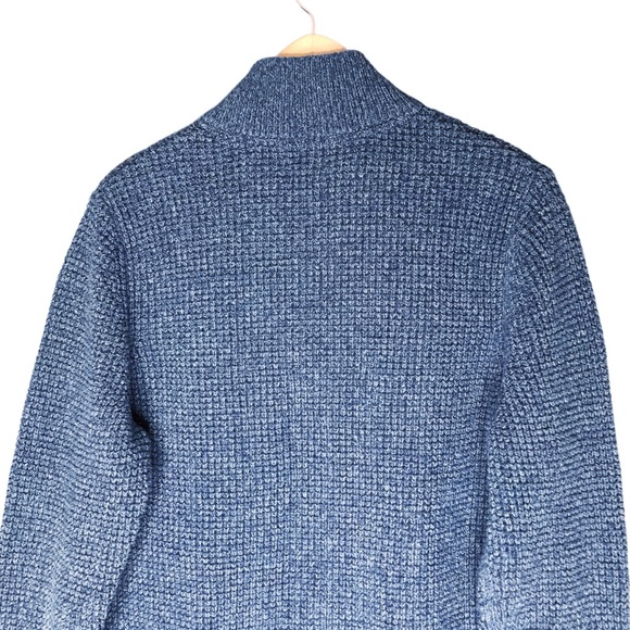 L.L. Bean Organic Cotton 1/4 Zip Sweater Pullover Indigo Blue Men's Large - Picture 8 of 10